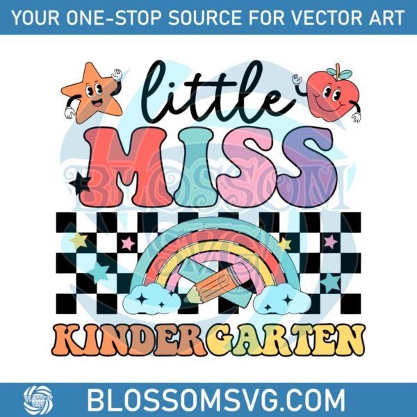 Little Miss Kindergarten SVG First Day Of Kindergarten Girl SVG