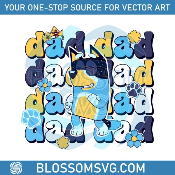 Retro Bluey Dad Bandit Heeler SVG Cutting Digital Files