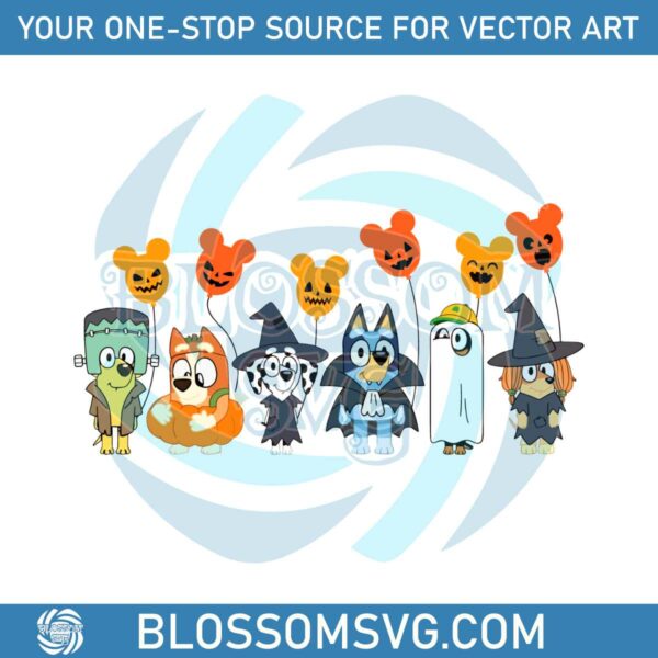 Horror Halloween Cute Bluey Family SVG Digital Cricut File