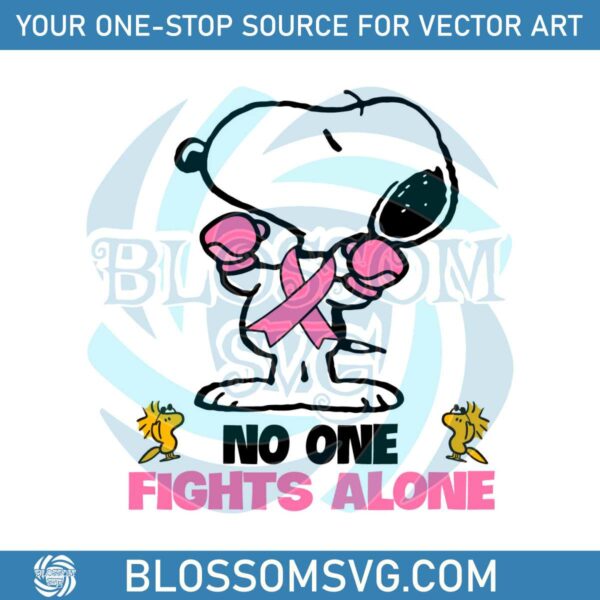 no-one-fights-alone-snoopy-breast-cancer-awareness-svg