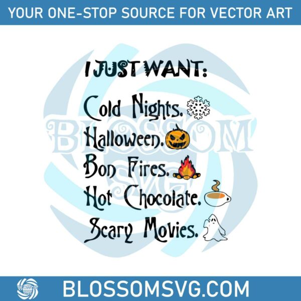 Cold Nights Halloween Bonfires Scary Movies SVG File