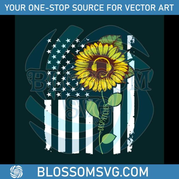 American Flag Dispatcher Sunflower Hippie SVG Digital File