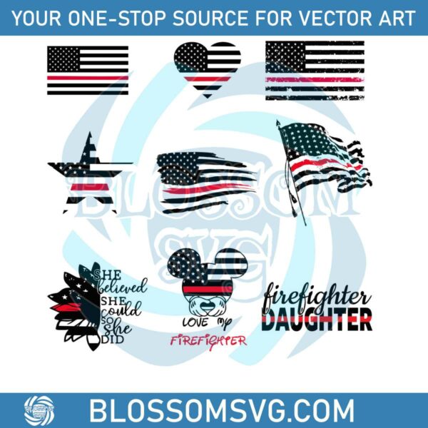 Vintage Firefighter America Flag SVG Bundle File For Cricut