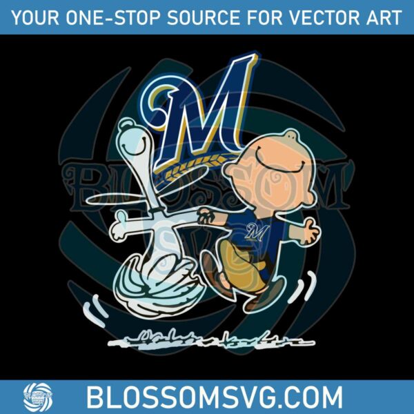 Snoopy And Charlie Brown Team Milwaukee Brewers SVG