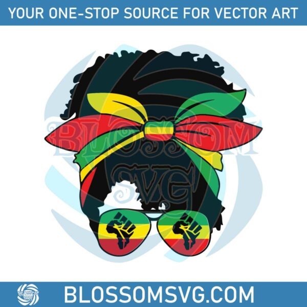 Black Girl Messy Bun SVG Happy Juneteenth Cutting Digital File