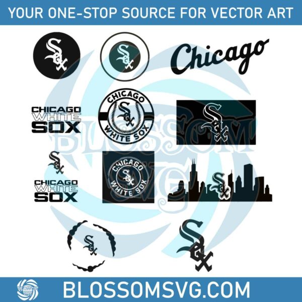 Bundle Chicago White Sox Logo Svg Cutting Digital File
