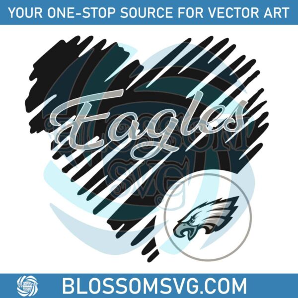 Heart Philadelphia Eagles SVG NFL Team SVG Digital Cricut File