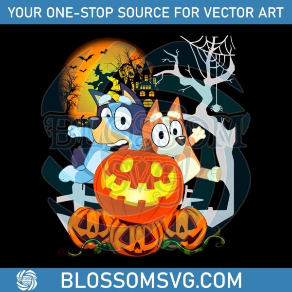 Vintage Bluey and Bingo Halloween Party PNG Download