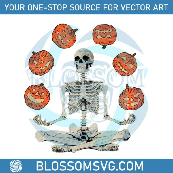 Funny Skeleton Pumpkin Halloween SVG Retro Fall Season SVG