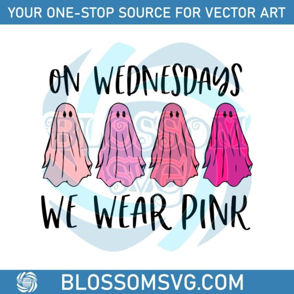 On Wednesday We Wear Pink Ghost Vintage SVG Cricut File