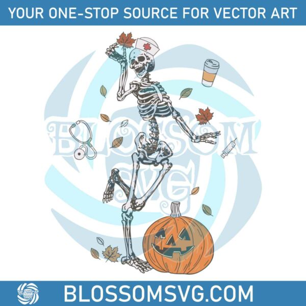 Funny Nurse SVG Halloween Skeleton With Nurse Hat SVG File