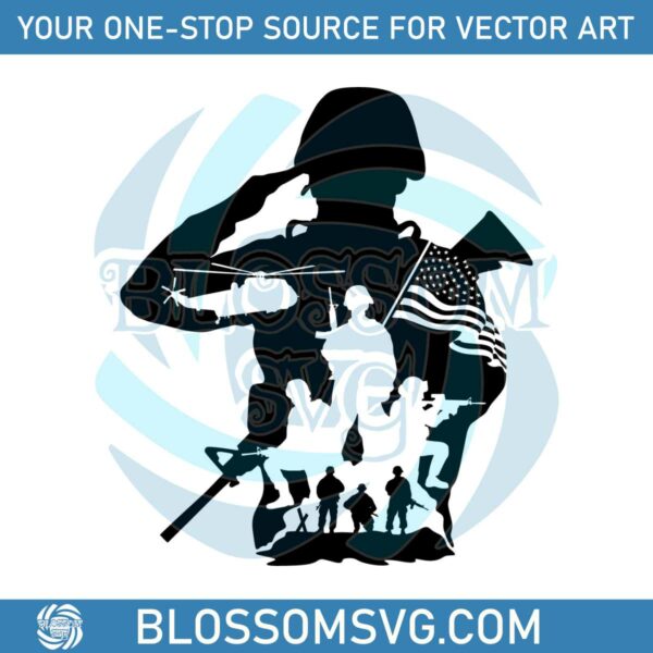 Vintage American Soldier SVG American Flag SVG Digital File