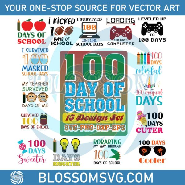 Back To School 100 Days of School SVG Bundle Digital Files