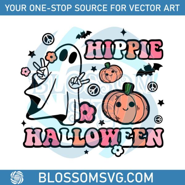Halloween Ghost Pumpkin SVG Hippie Halloween SVG File