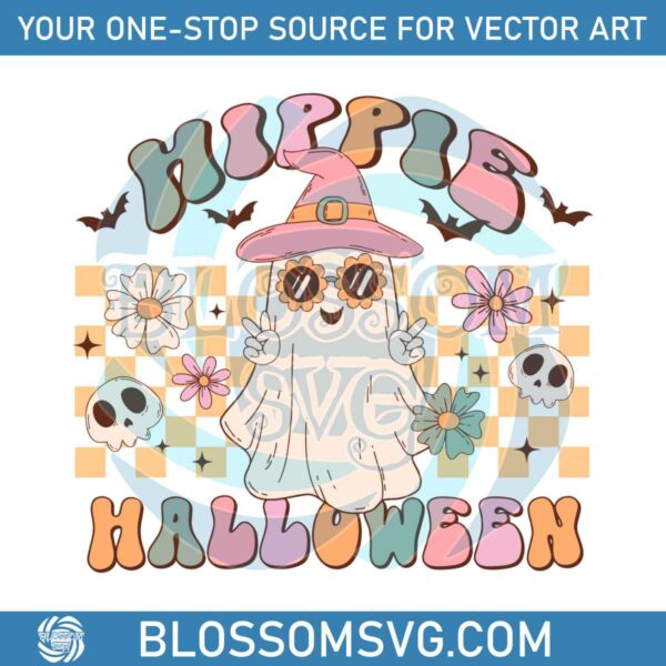 Retro Floral Hippie Halloween Boo SVG Graphic Design File