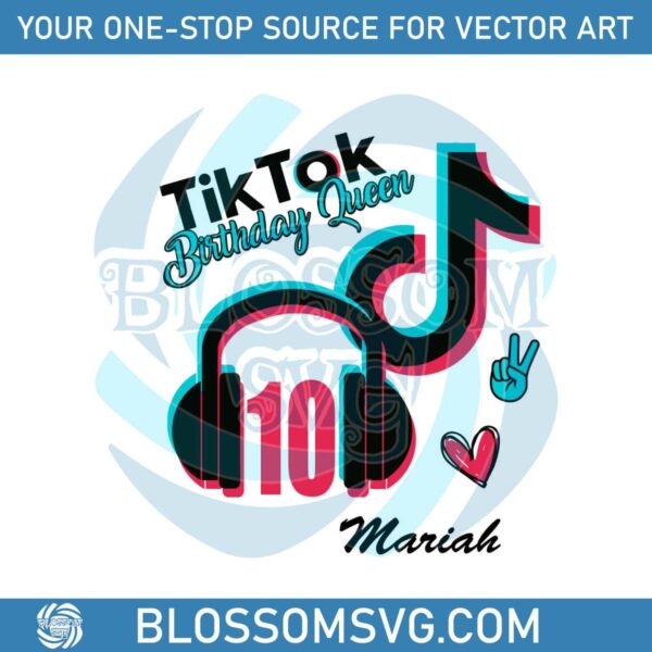 Personalized TikTok Birthday Queen SVG Graphic Design File