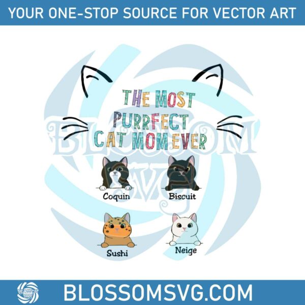 Personalized The Most Purrfect Cat Mom Ever SVG Design File