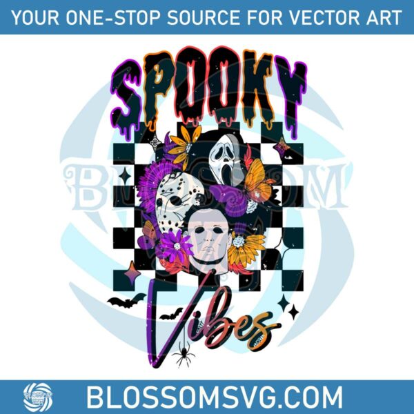 Retro Floral Halloween Horror Movie Character SVG File
