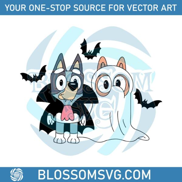 Funny Bluey and Bingo Halloween Vampire SVG Cricut File
