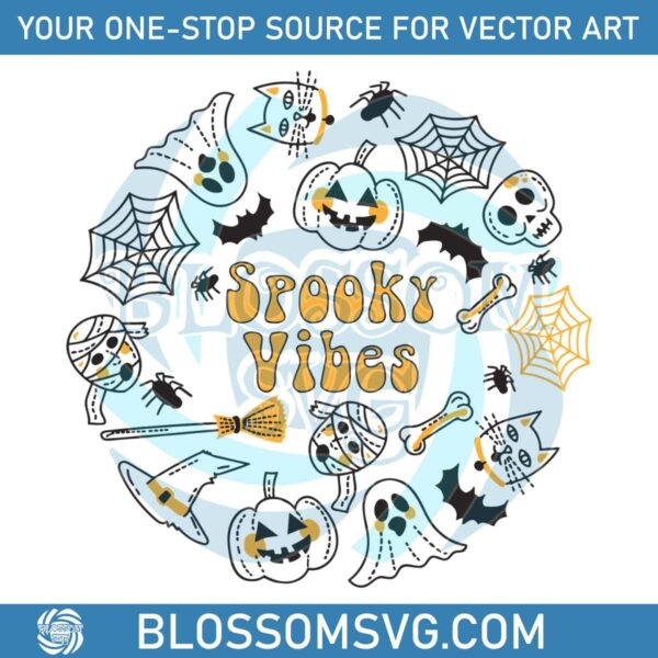 Spooky Vibes Happy Halloween SVG Cutting Digital File