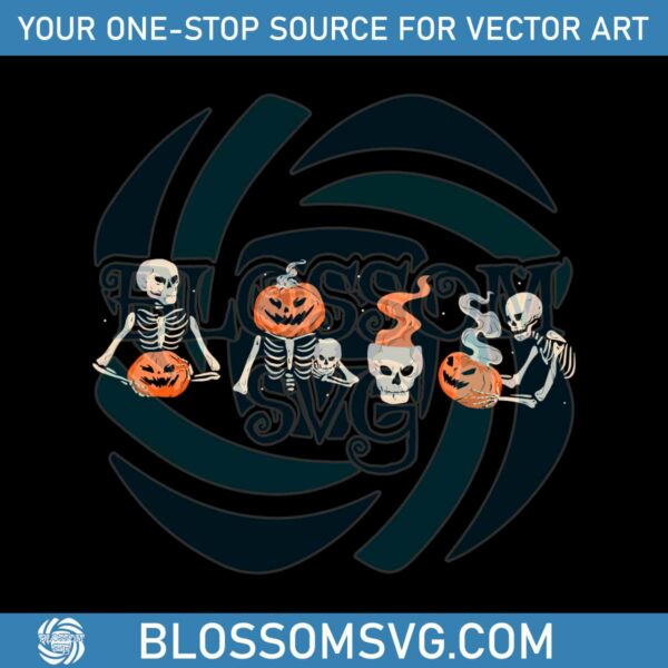 Spooky Halloween SVG Skeleton Coffee Pumpkin SVG File