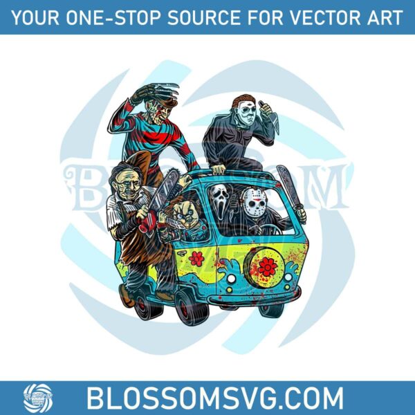 Spooky Halloween Bus PNG Horror Movie Characters PNG File