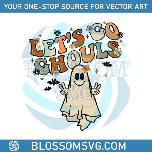 Funny Lets Go Ghouls Retro Halloween SVG Download