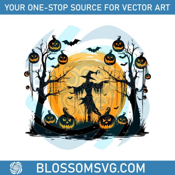 Halloween Scarecrow Straw Pumpkin Lamp Silhouette SVG File