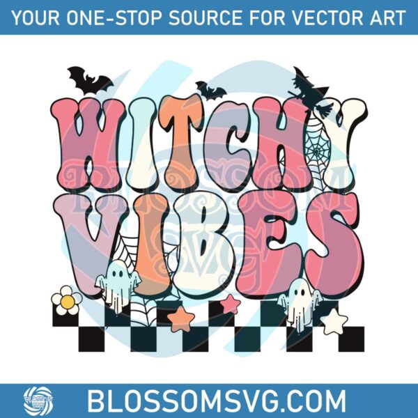 Retro Groovy Halloween Witchy Vibes SVG Graphic Design File