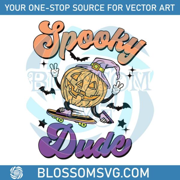 Retro Halloween Spooky Dude Pumpkin Skateboard SVG File