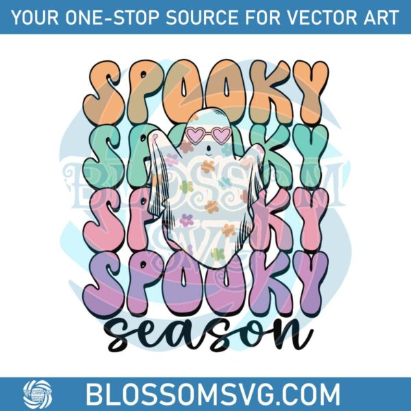 Retro Spooky Season SVG Cute Halloween Ghost SVG Cricut File