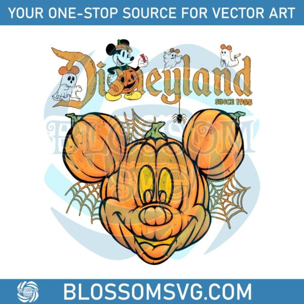 Retro Disneyland Halloween Mickey Pumpkin PNG Download