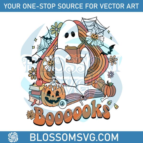Retro Booooks Ghost SVG Halloween Reading SVG Digital File