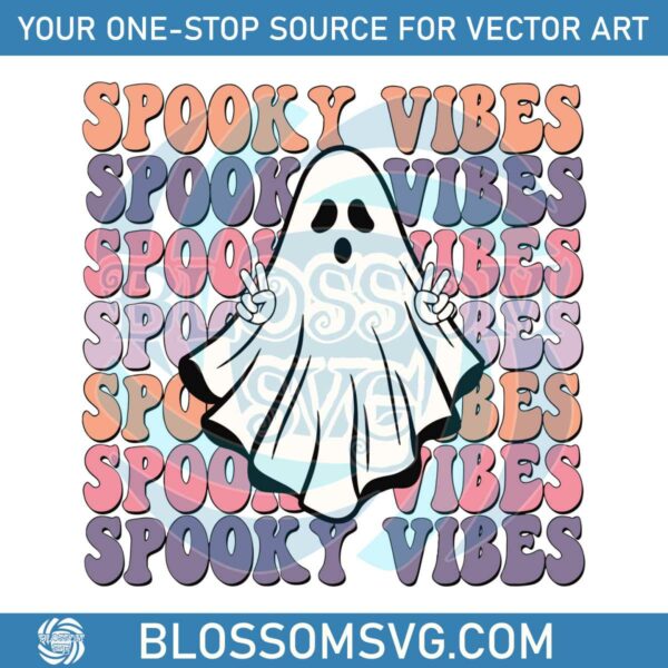 Retro Halloween Cute Ghost Spooky Vibes SVG Download