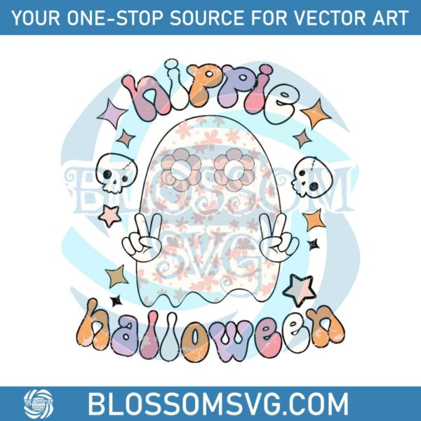 Groovy Hippie Halloween Cute Ghost SVG File For Cricut