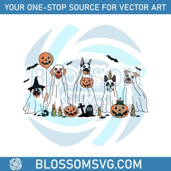 Ghost Dogs Funny Halloween Pumpkin SVG Digital Cricut File