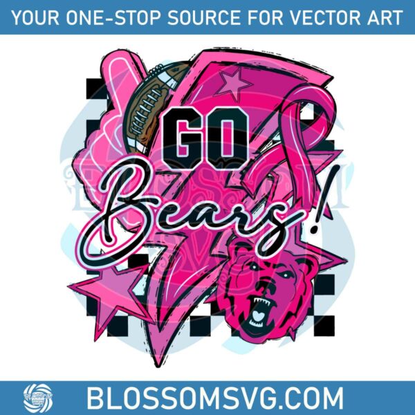 Go Bears Football Pink Cheerleader SVG Graphic Design File