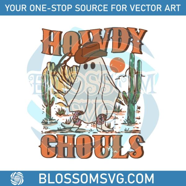 Howdy Ghouls Rerto Western Cowboy Halloween SVG File