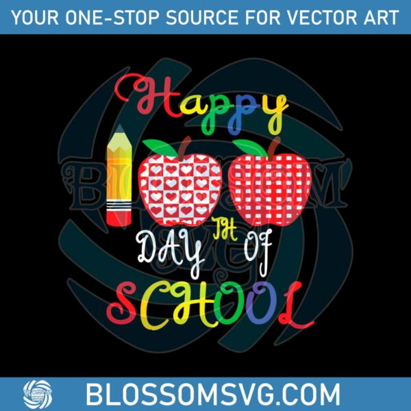 Retro Happy 100th Day Of School SVG Cutting Digital File