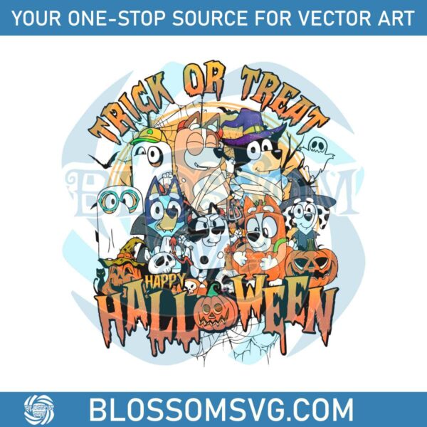 Bluey Trick or Treat Halloween Party PNG Sublimation