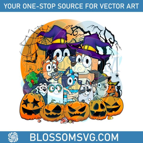 Halloween Bluey Family Trick or Treat PNG Download File