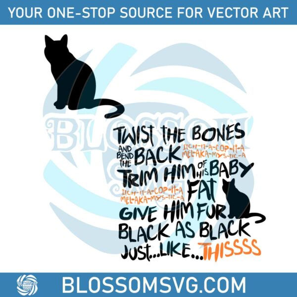 Twist The Bones Black Cat Halloween SVG Graphic Design File