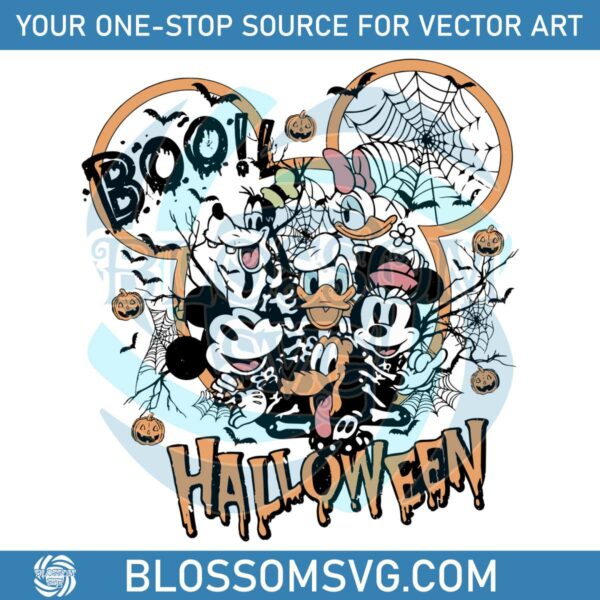 Retro Disney Boo Halloween SVG Mickey Not So Scary SVG File