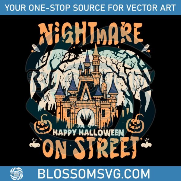 Vintage Disney Castle Halloween Nightmare On Street SVG