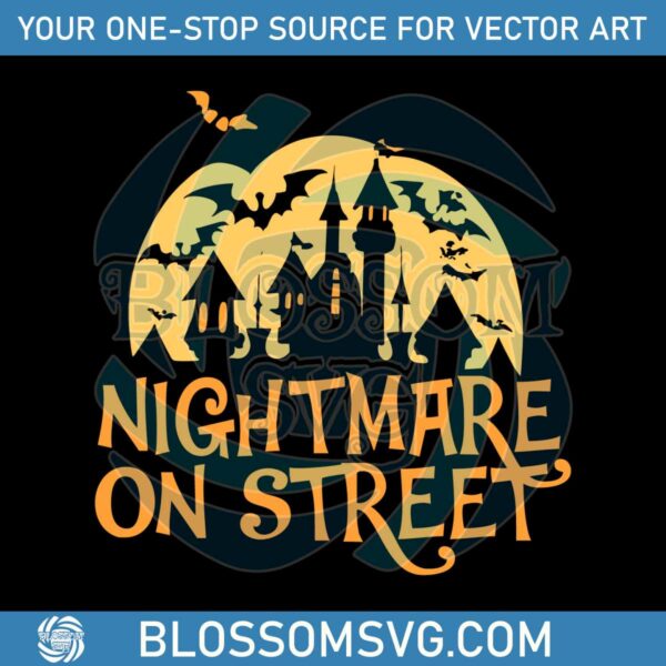 Nightmare On Street Happy Halloween Disney Castle SVG File
