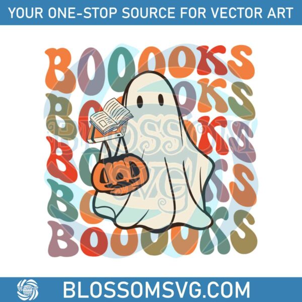 Halloween Retro Ghosts Reading Books Teacher Librarian SVG