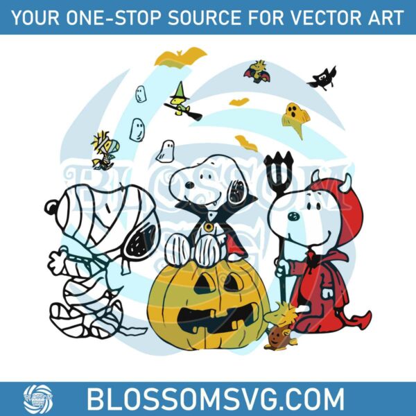 Vintage Snoopy and Woodstock Halloween SVG Cricut File