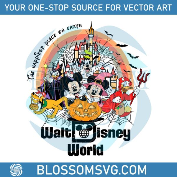 Vintage Walt Disney Halloween Happiest Place On Earth SVG