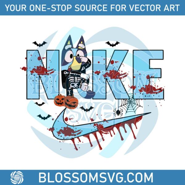 Nike Disney Halloween Bluey Skeleton Pumpkin SVG Cricut File