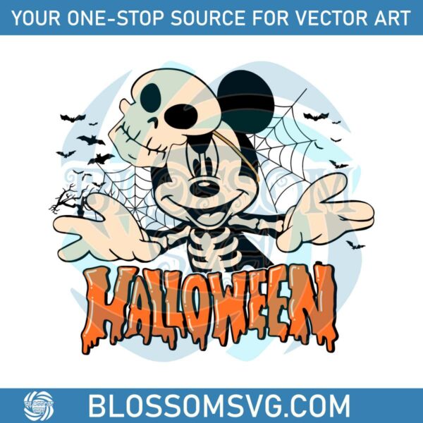 Funny Disney Mickey Skeleton Halloween SVG Cricut File
